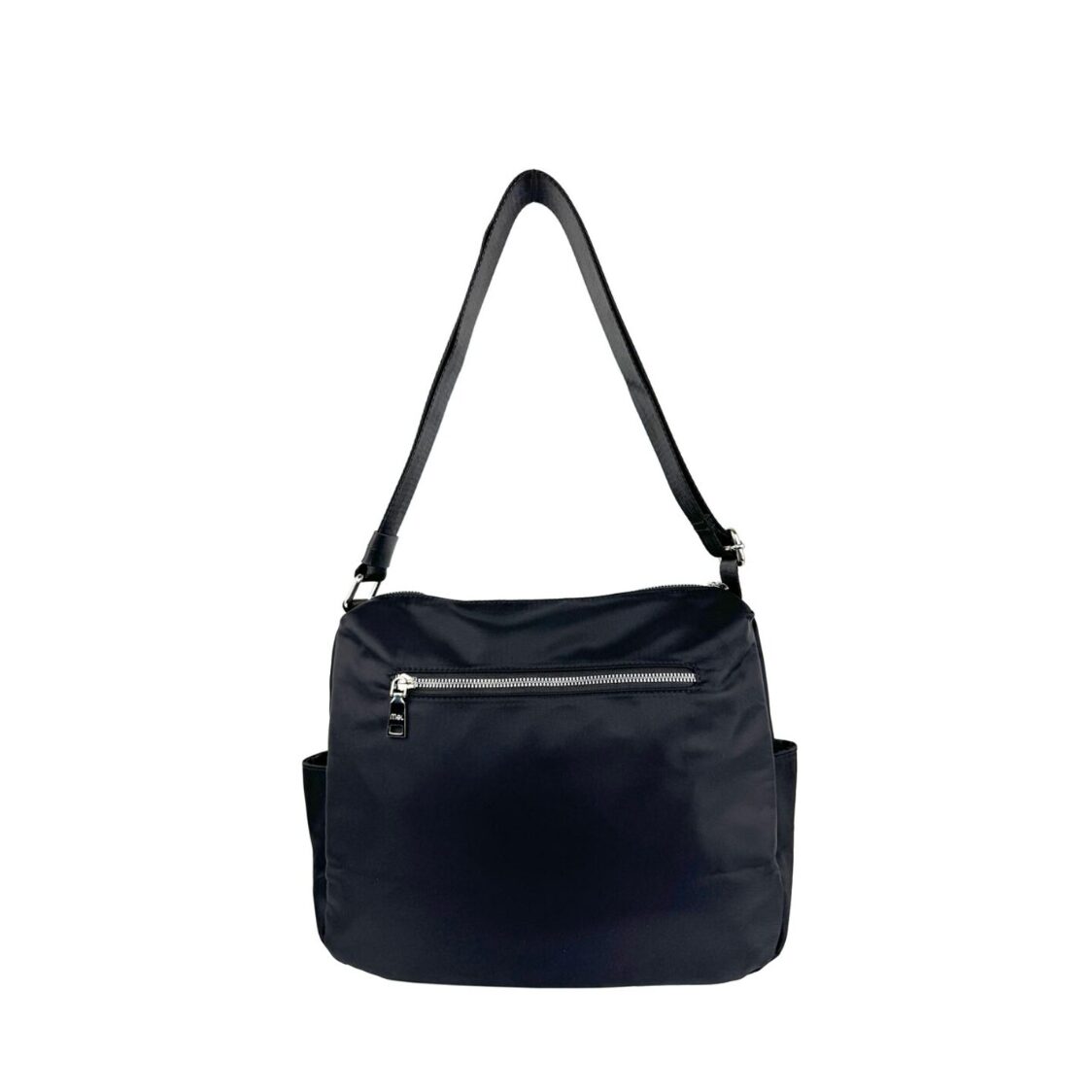 Mel&Co Nylon Shoulder Sling Bag With Twin Zipper Pockets Black Mel&Co Nylon Shoulder Sling Bag With Twin Zipper Pockets