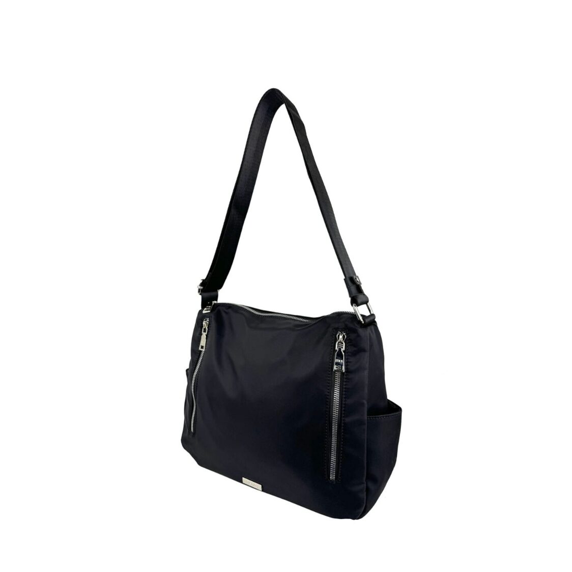 Mel&Co Nylon Shoulder Sling Bag With Twin Zipper Pockets Black Mel&Co Nylon Shoulder Sling Bag With Twin Zipper Pockets
