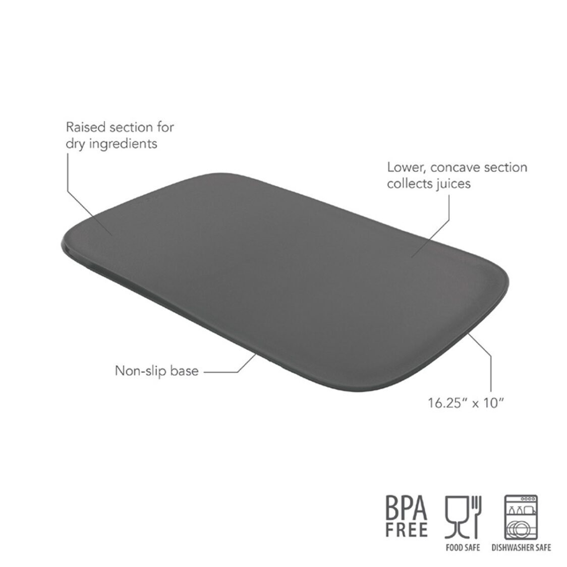 Tovolo Hi-Lo Cutting Board Charcoal
