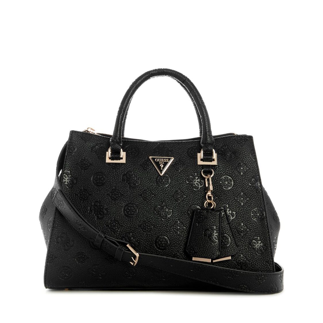 Guess Cresidia Ii Society Satchel,Black Logo