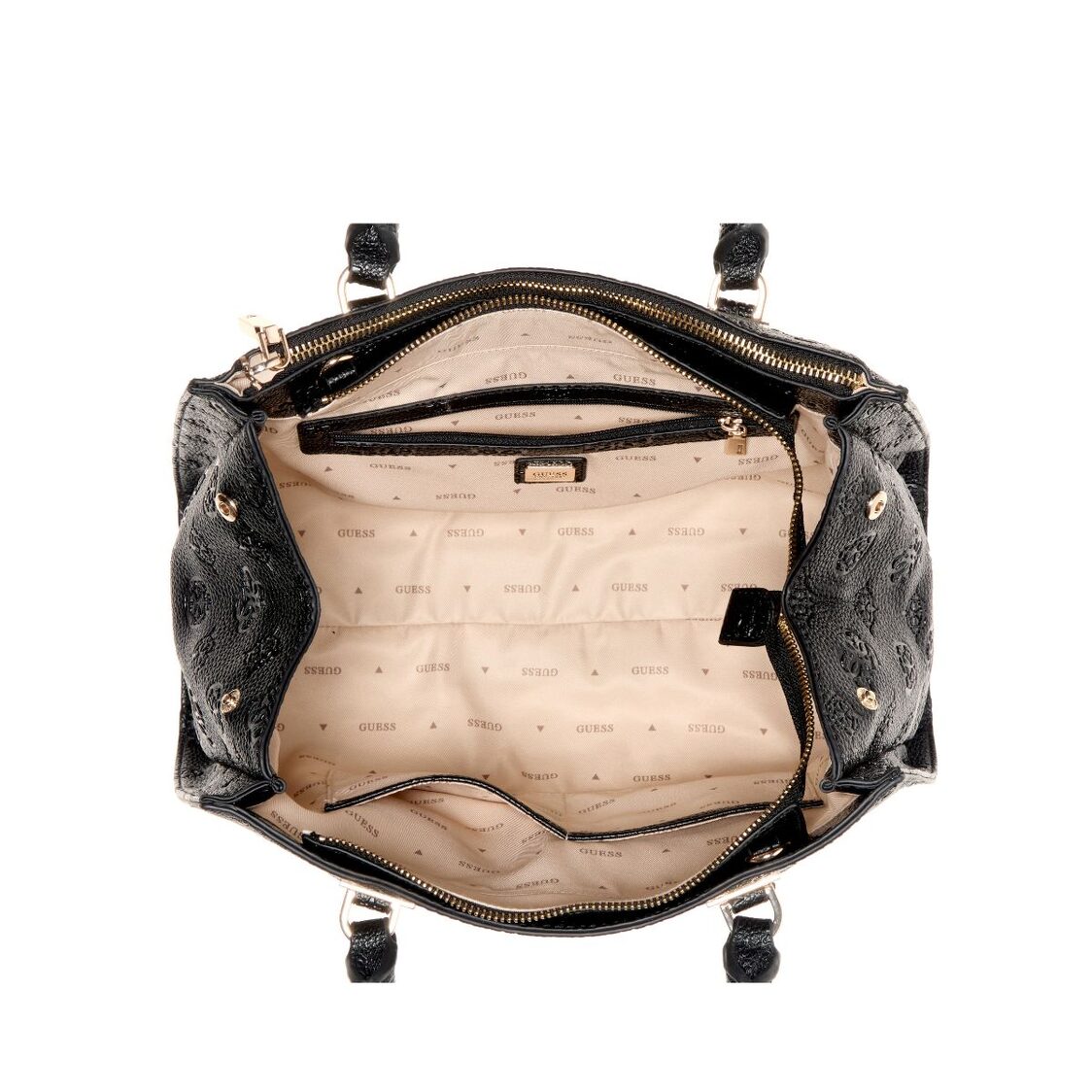 Guess Cresidia Ii Society Satchel,Black Logo