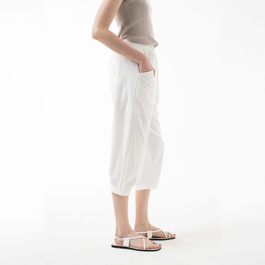 K/WOODS Cool Comfort Linen Pants in Off White