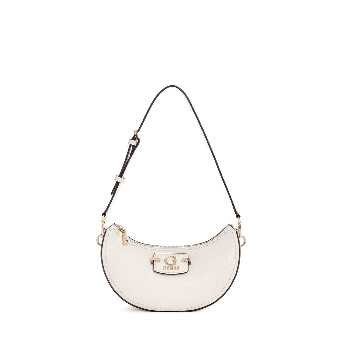 Guess Nastra Top Zip Shoulder Bag, Off White