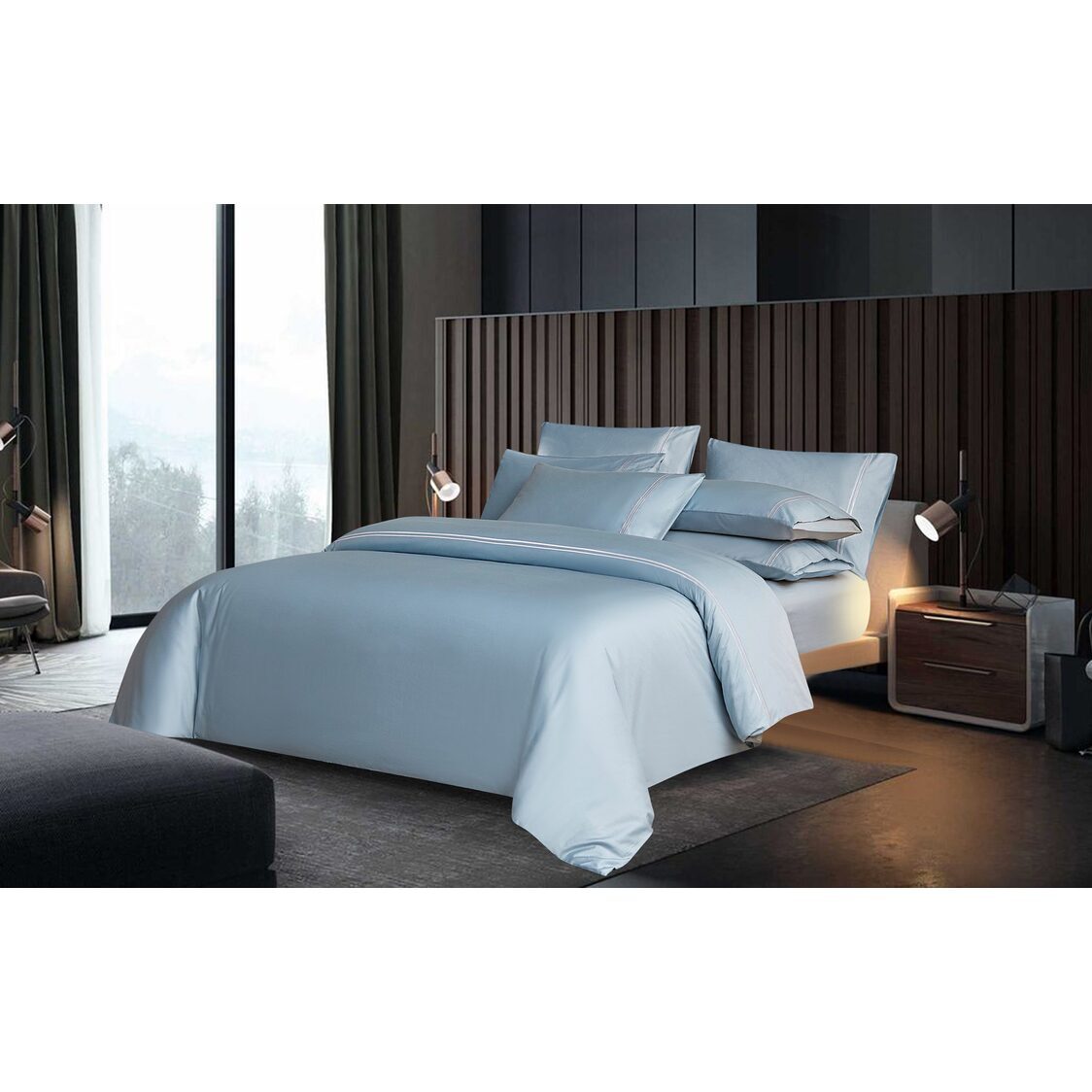 Canopy Elegant Fitted Sheet Set Sky