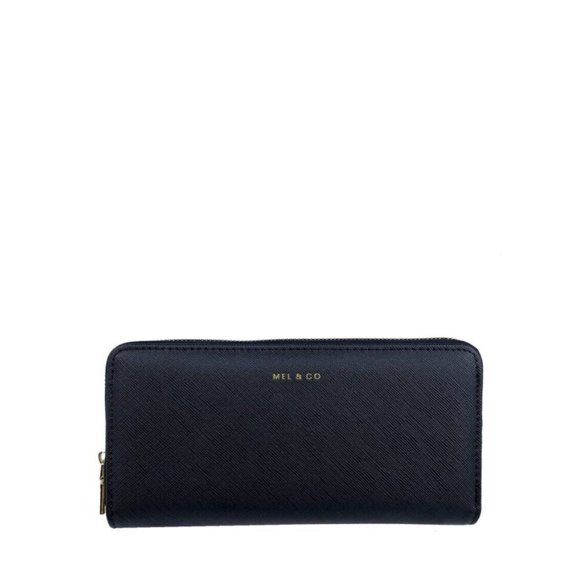Mel&Co Saffiano-Effect Zip-Around Wallet