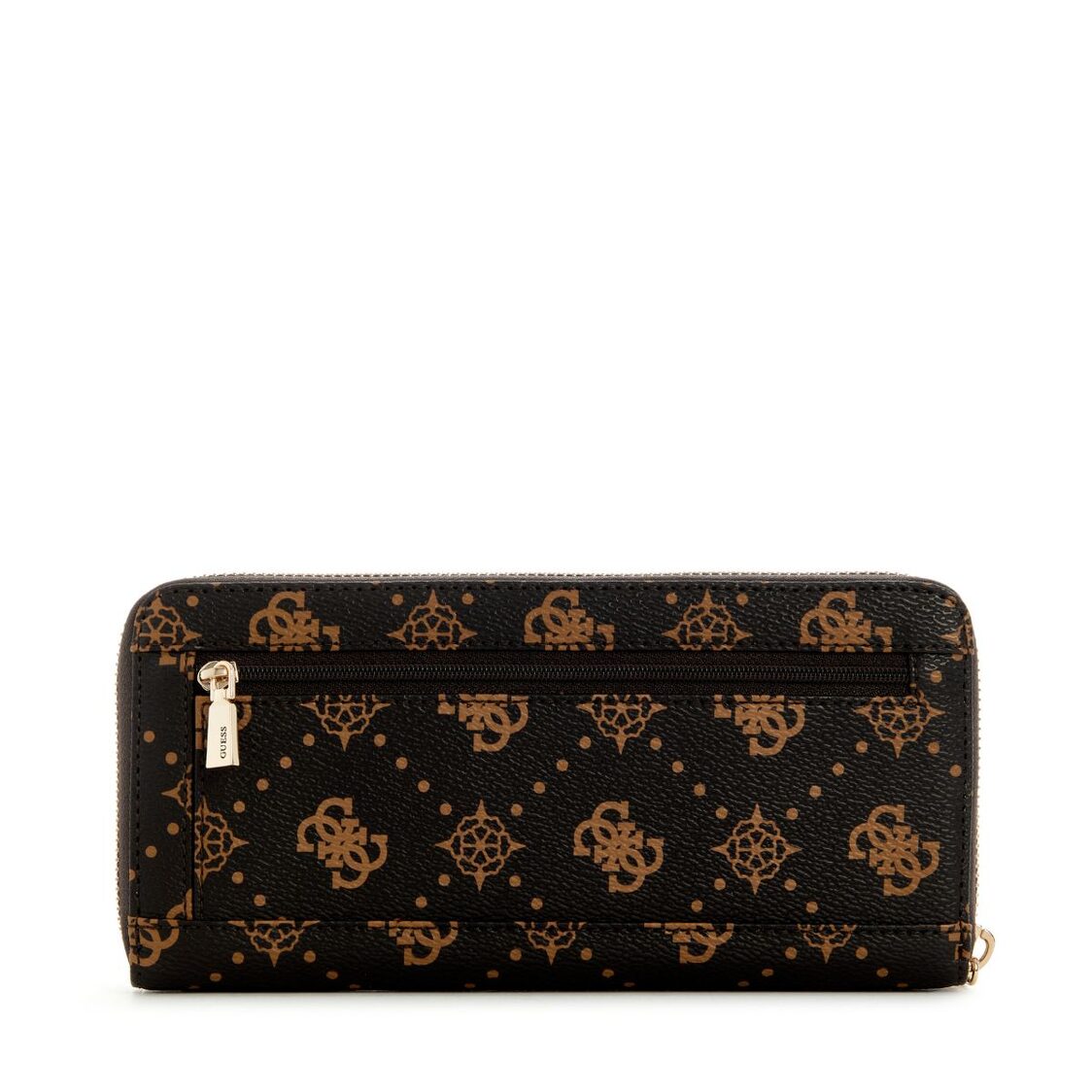 Guess Silia Slg Large Zip Around,Espresso Logo