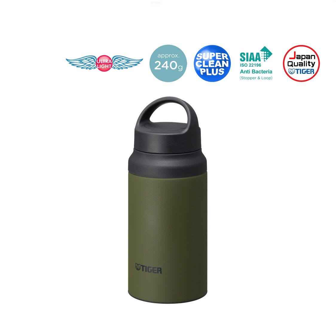 TIGER Anti-Bacterial Double Stainless Steel Bottle 400ml - Moss Forest (MCZ-S040 GZ)