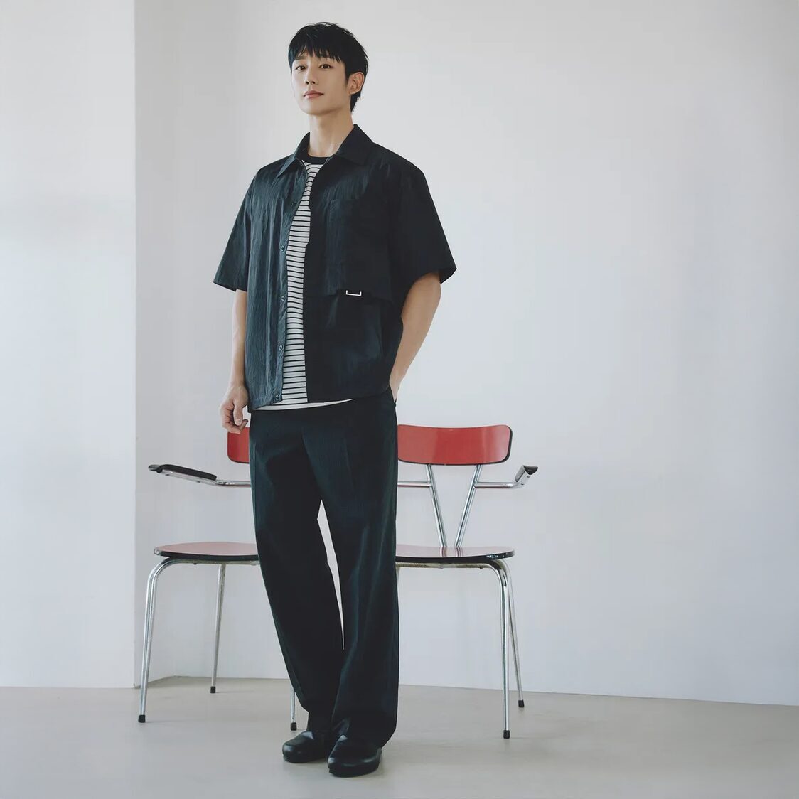 Mind Bridge Big Pocket Outer Short-Sleeved Shirt Black