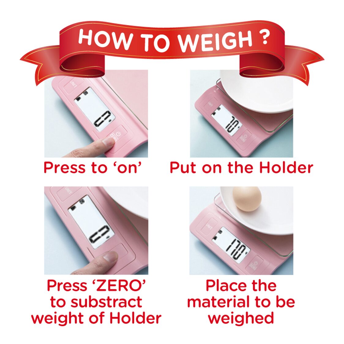 ENDO High Precision Digital Kitchen Scale - Pink (E-DKS5460 PINK)