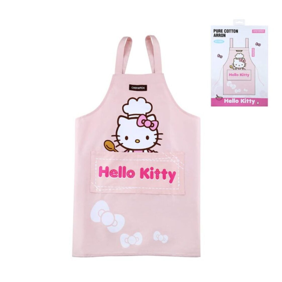 CHEFMADE Hello Kitty Pure Cotton Apron - Pink 1898CM-KT7056