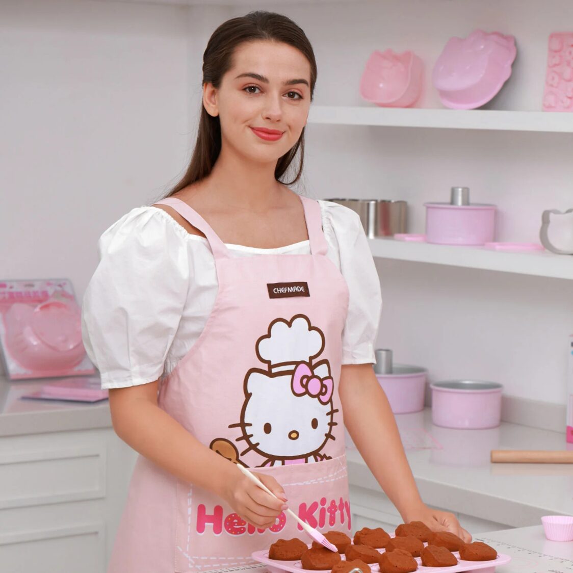 CHEFMADE Hello Kitty Pure Cotton Apron - Pink 1898CM-KT7056
