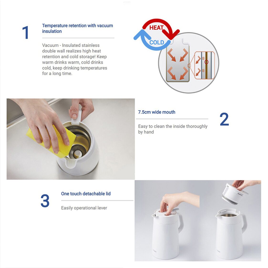 TIGER Double Stainless Steel Handy Jug 1.6L