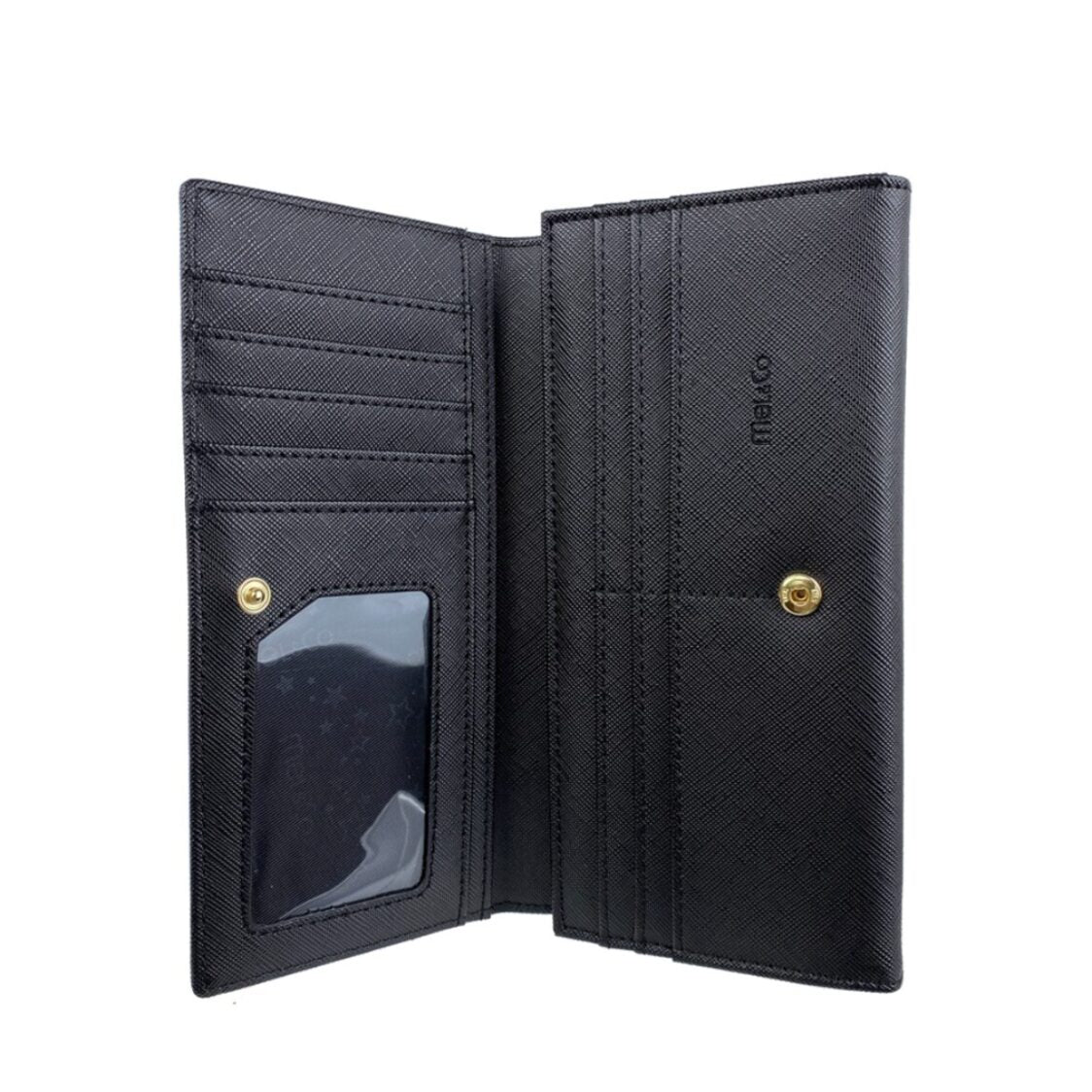 Mel&Co Saffiano Leatherette Basic Flap Long Wallet