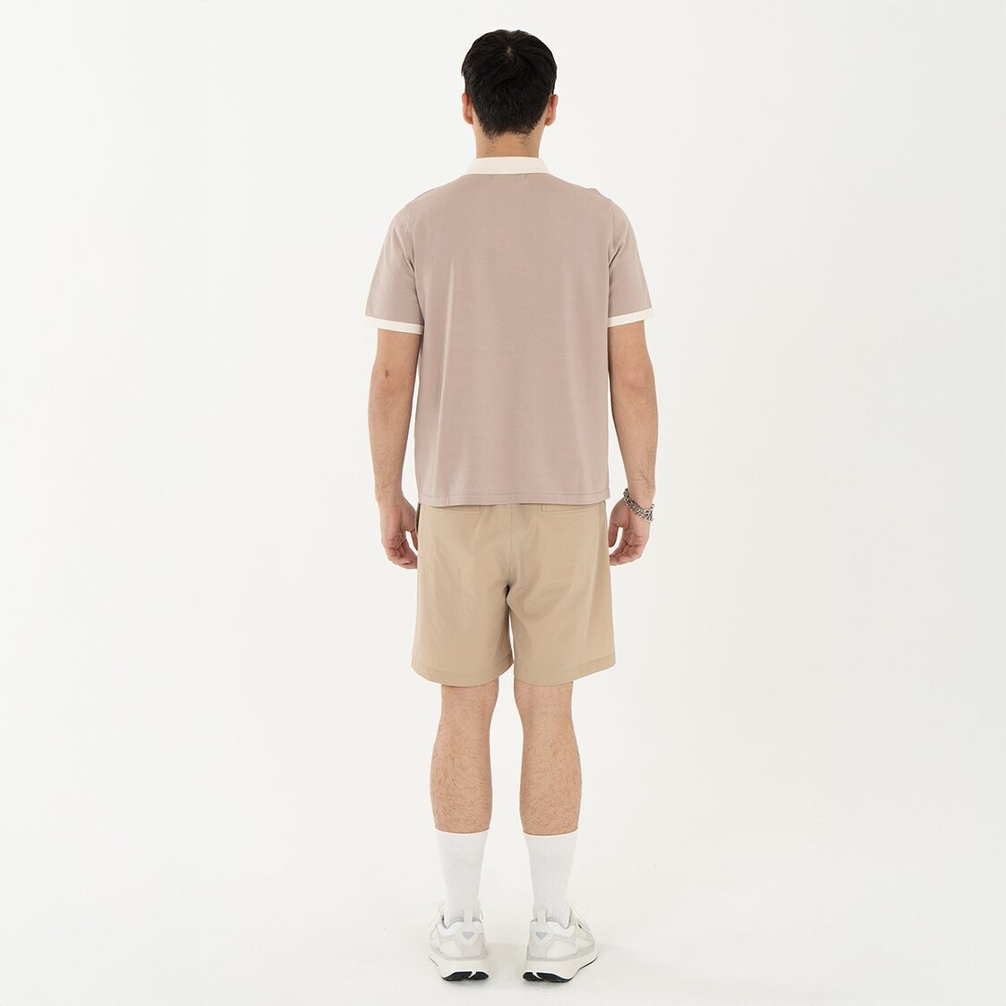 K/WOODS Ice Cool Loom Contrast Polo in Khaki