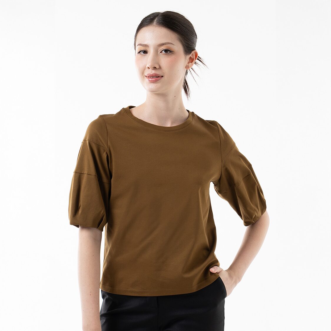 K/WOODS Cloud Sleeve Top in Fried Olive