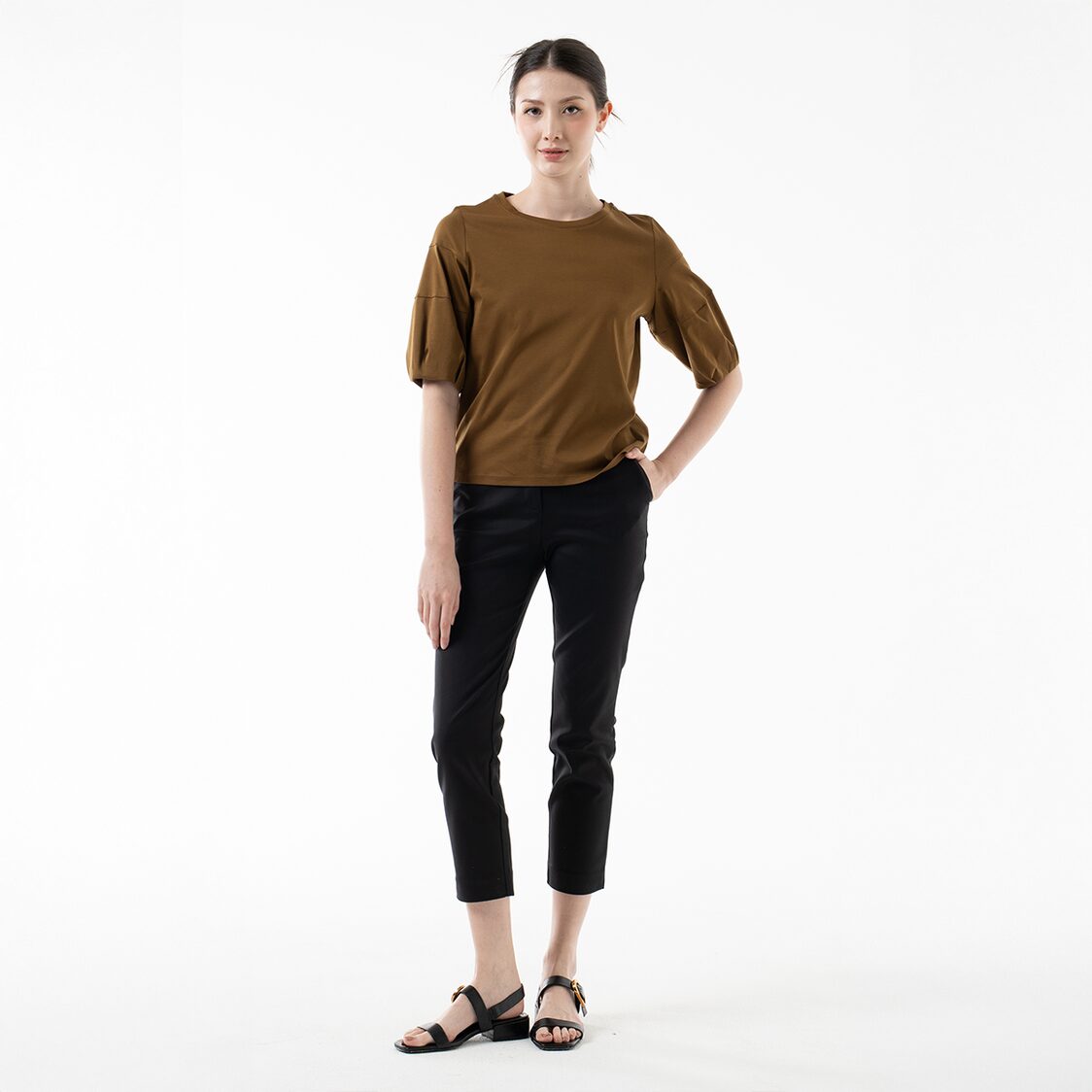 K/WOODS Cloud Sleeve Top in Fried Olive