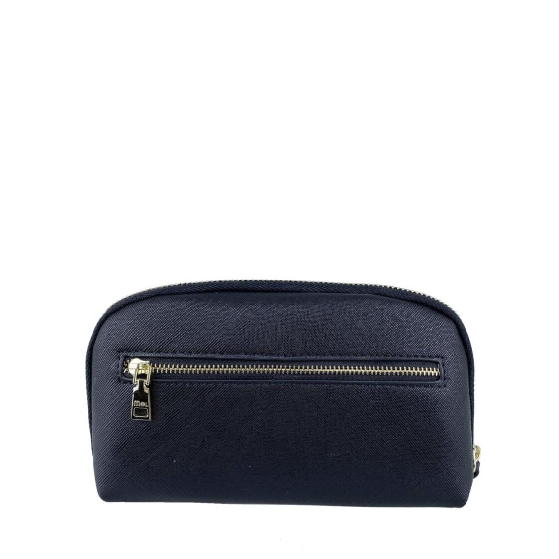 Mel&Co Saffiano-Effect Loop Handle Zip-Around Wristlet Pouch Black