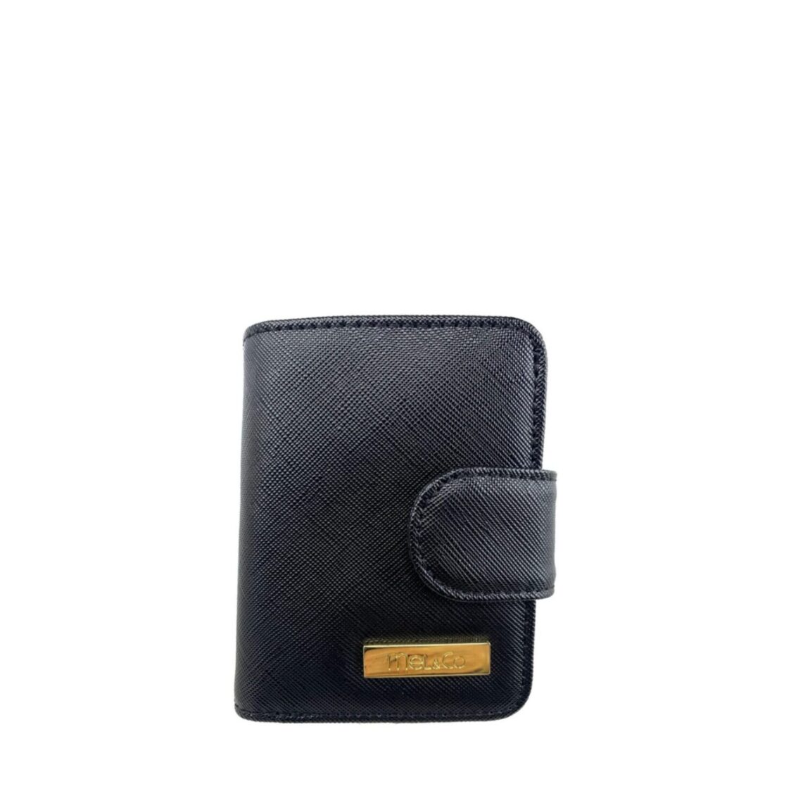 Mel&Co Saffiano Leatherette Key Holder with Zipped Gusset Black