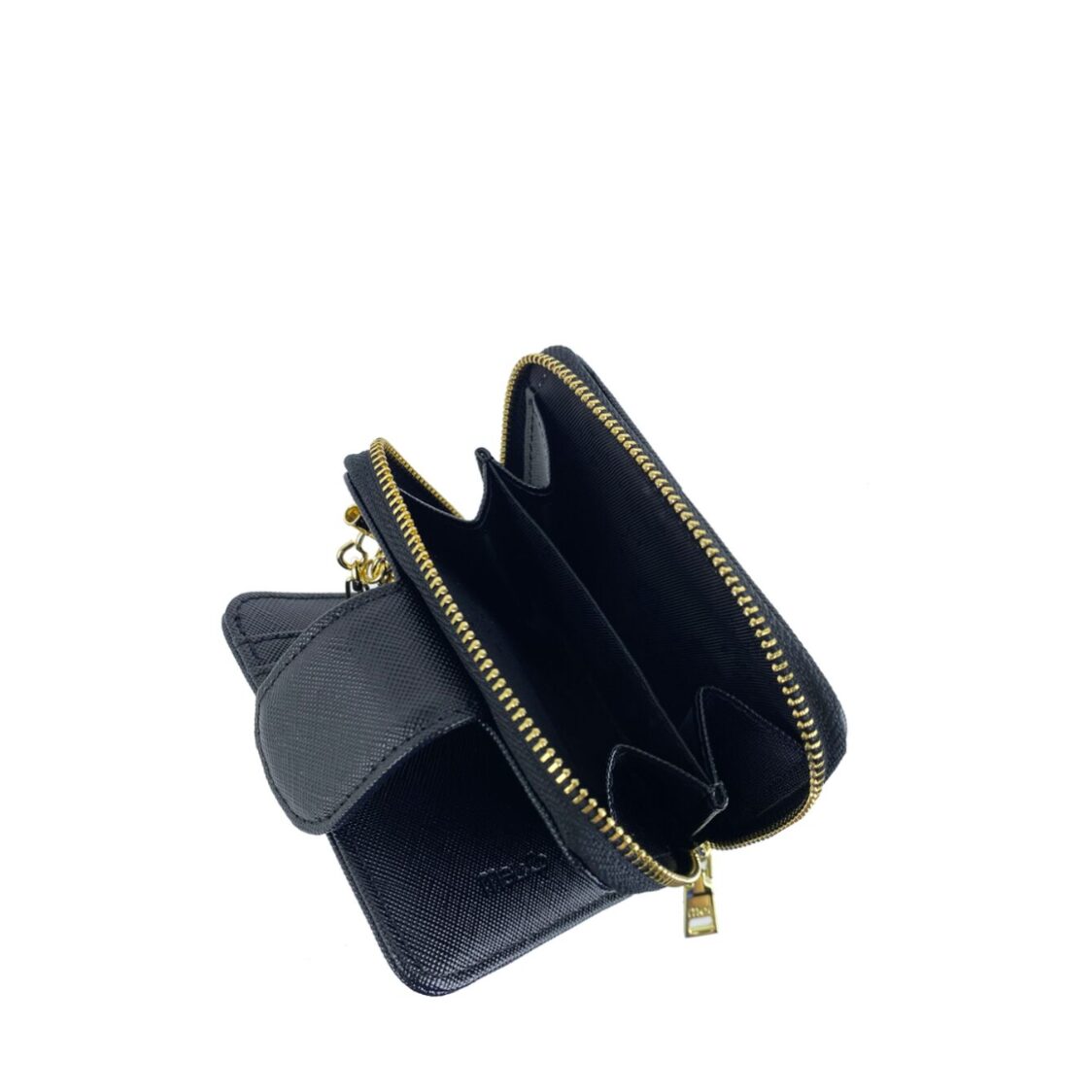 Mel&Co Saffiano Leatherette Key Holder with Zipped Gusset Black