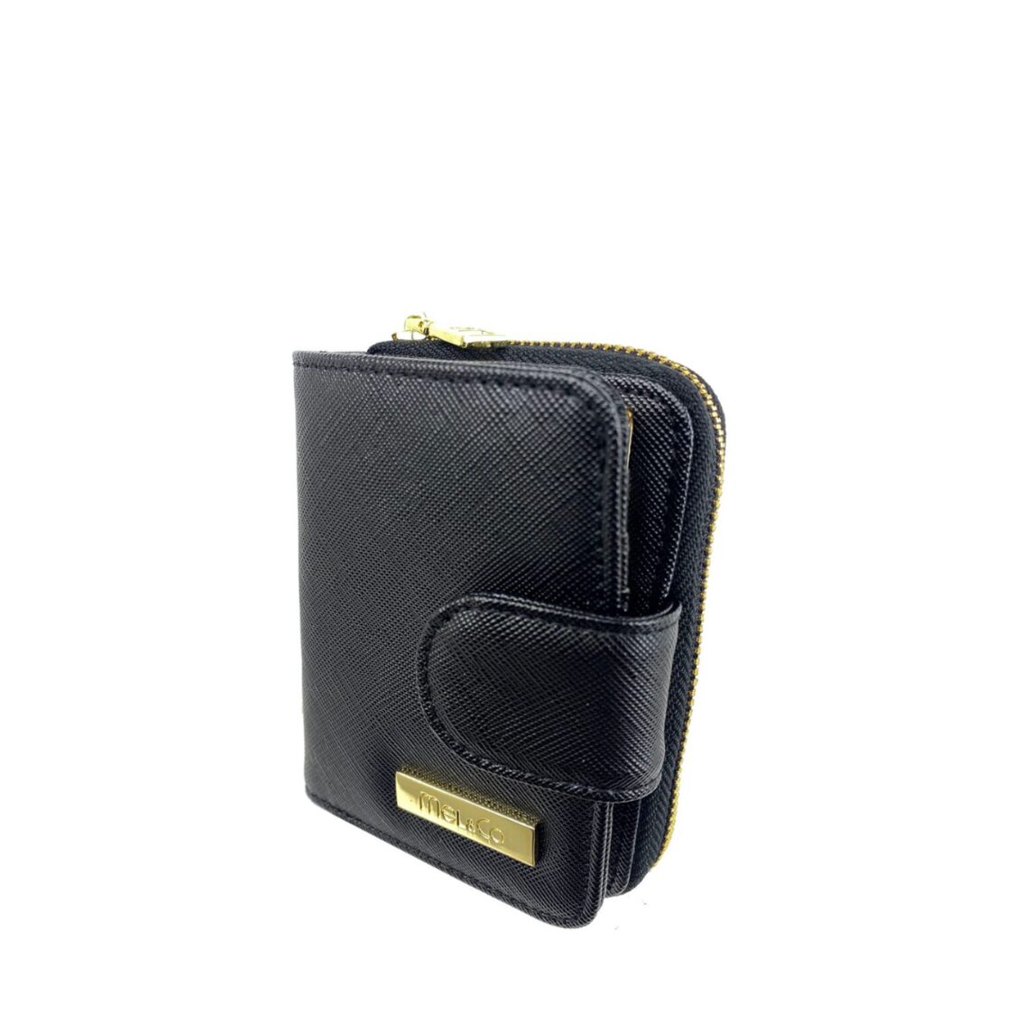 Mel&Co Saffiano Leatherette Key Holder with Zipped Gusset Black