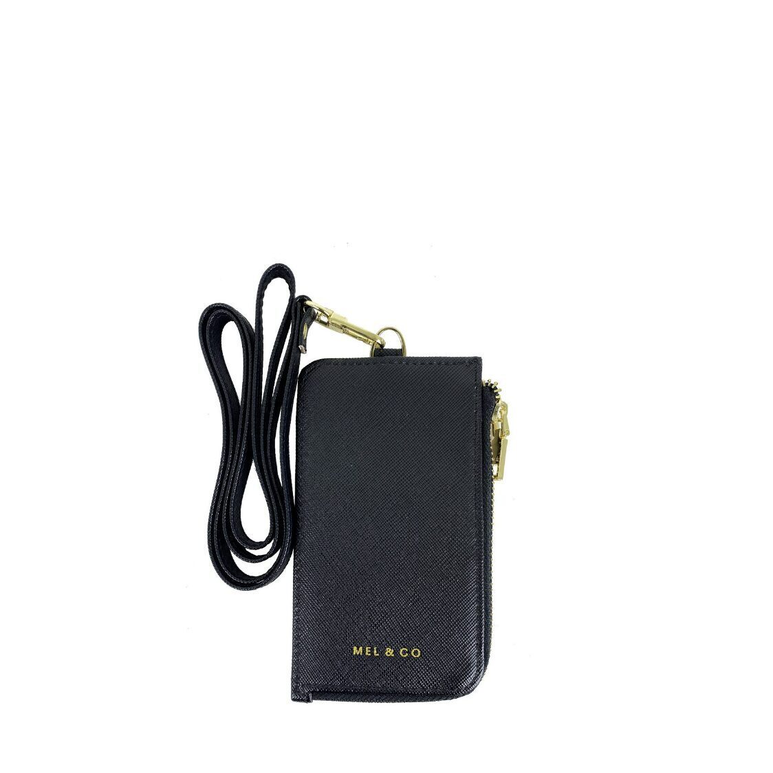 Mel&Co Saffiano-Effect Zip-Up Lanyard Card Holder