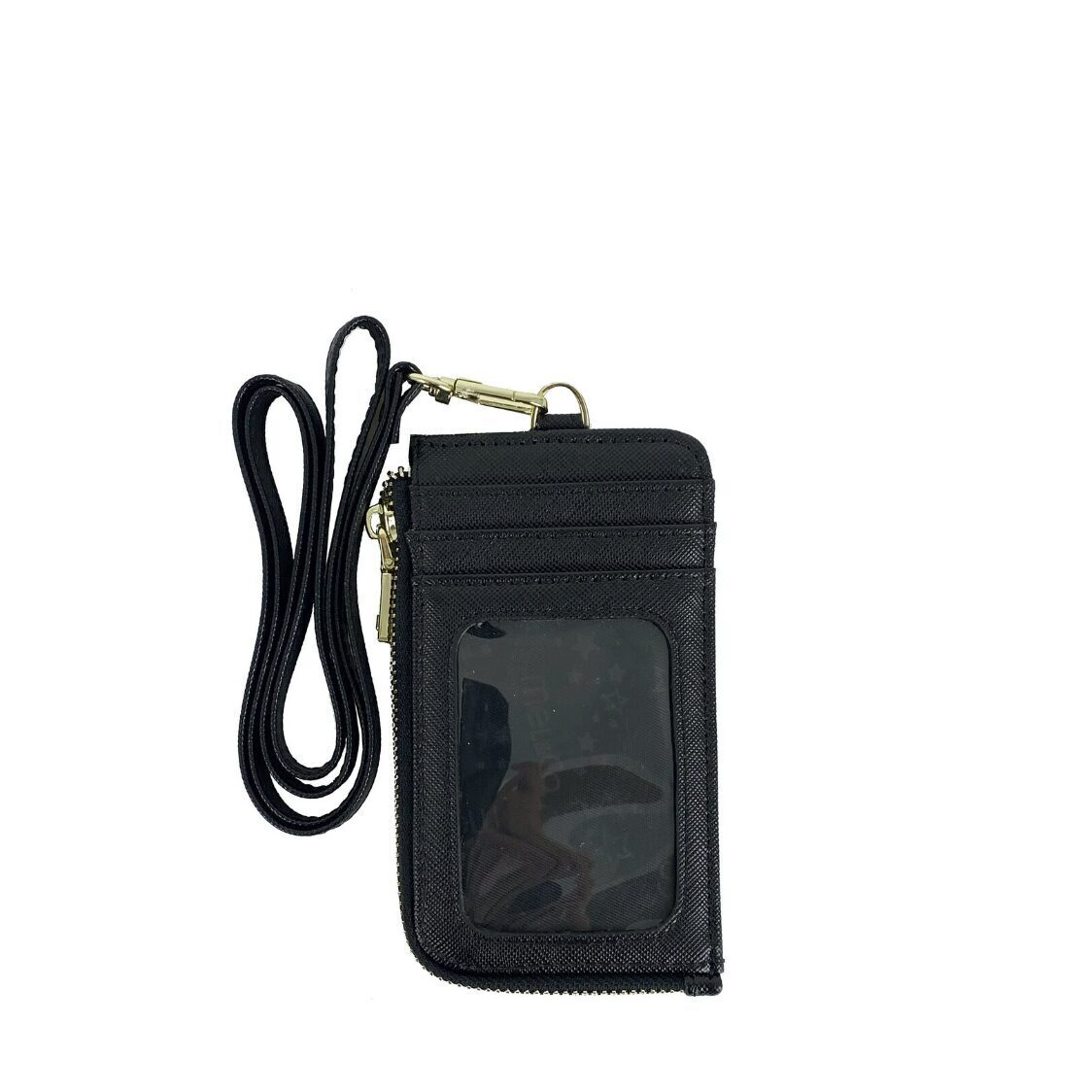 Mel&Co Saffiano-Effect Zip-Up Lanyard Card Holder