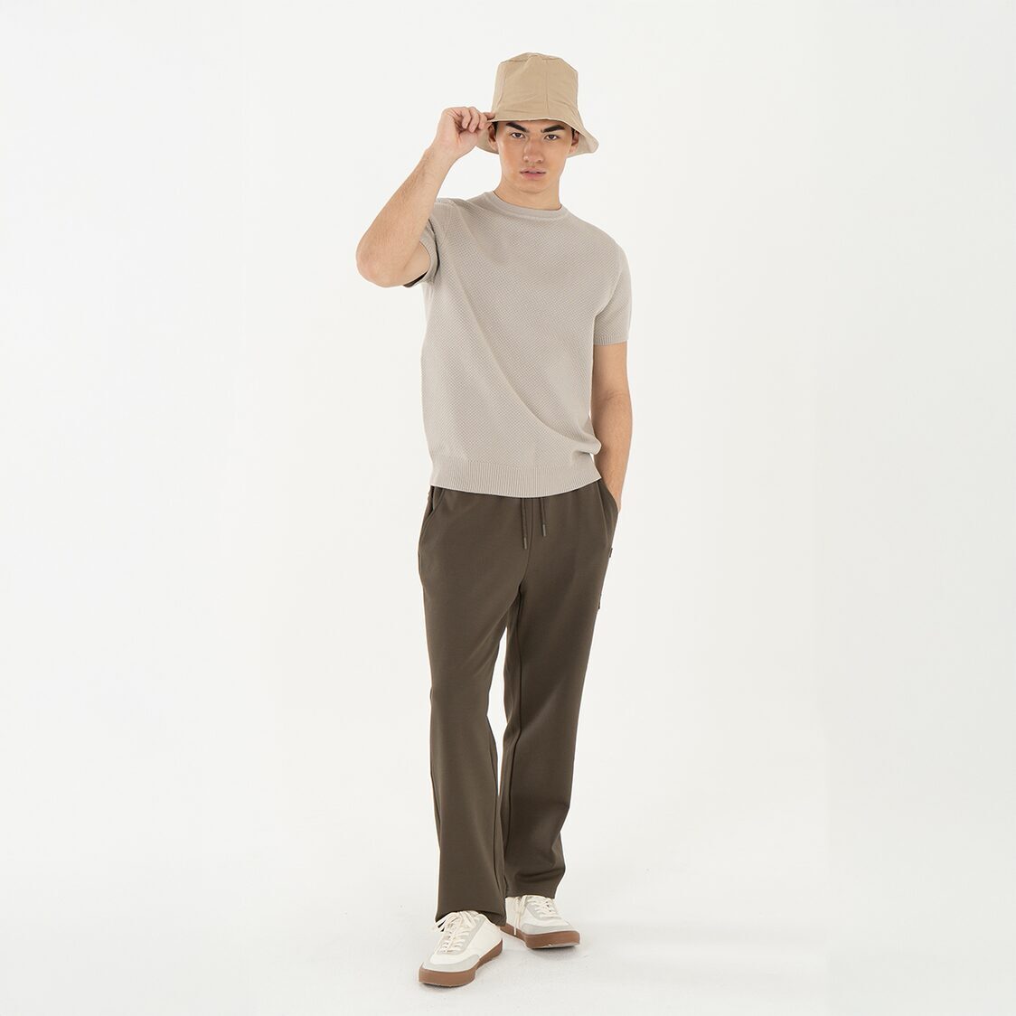 K/WOODS Mens Calmline Crew Neck - Almond