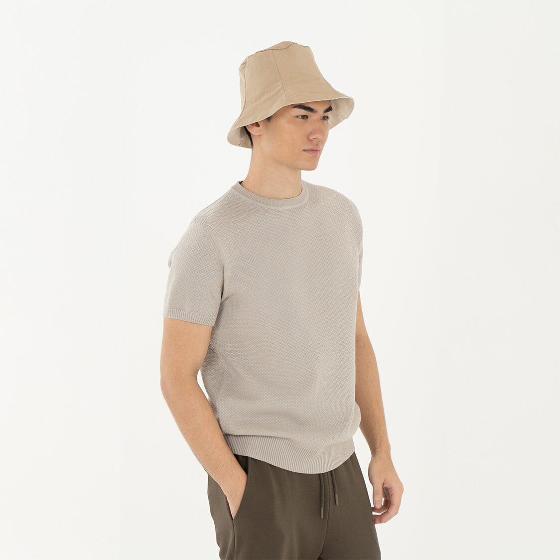 K/WOODS Mens Calmline Crew Neck - Almond
