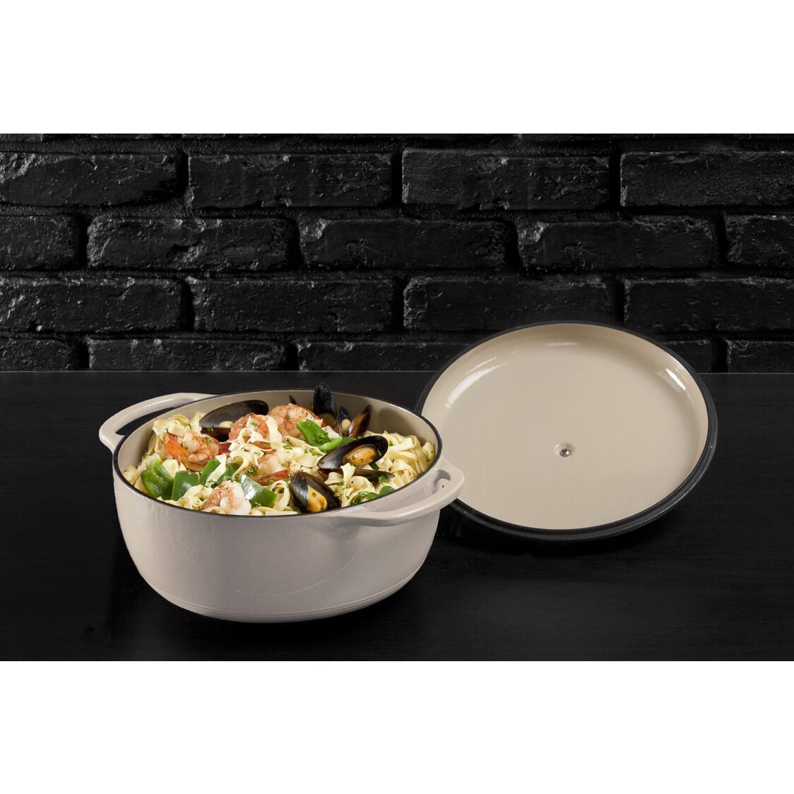 Lodge 6 Quart Oyster Enameled Cast Iron Dutch Oven