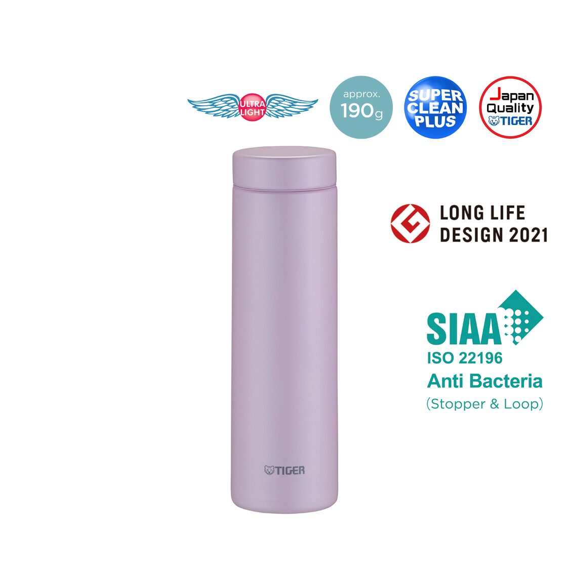 Tiger Anti-Bacteria Double Stainless Steel Thermal Mug 500ml - Misty Pink (MMZ-K050 PM)