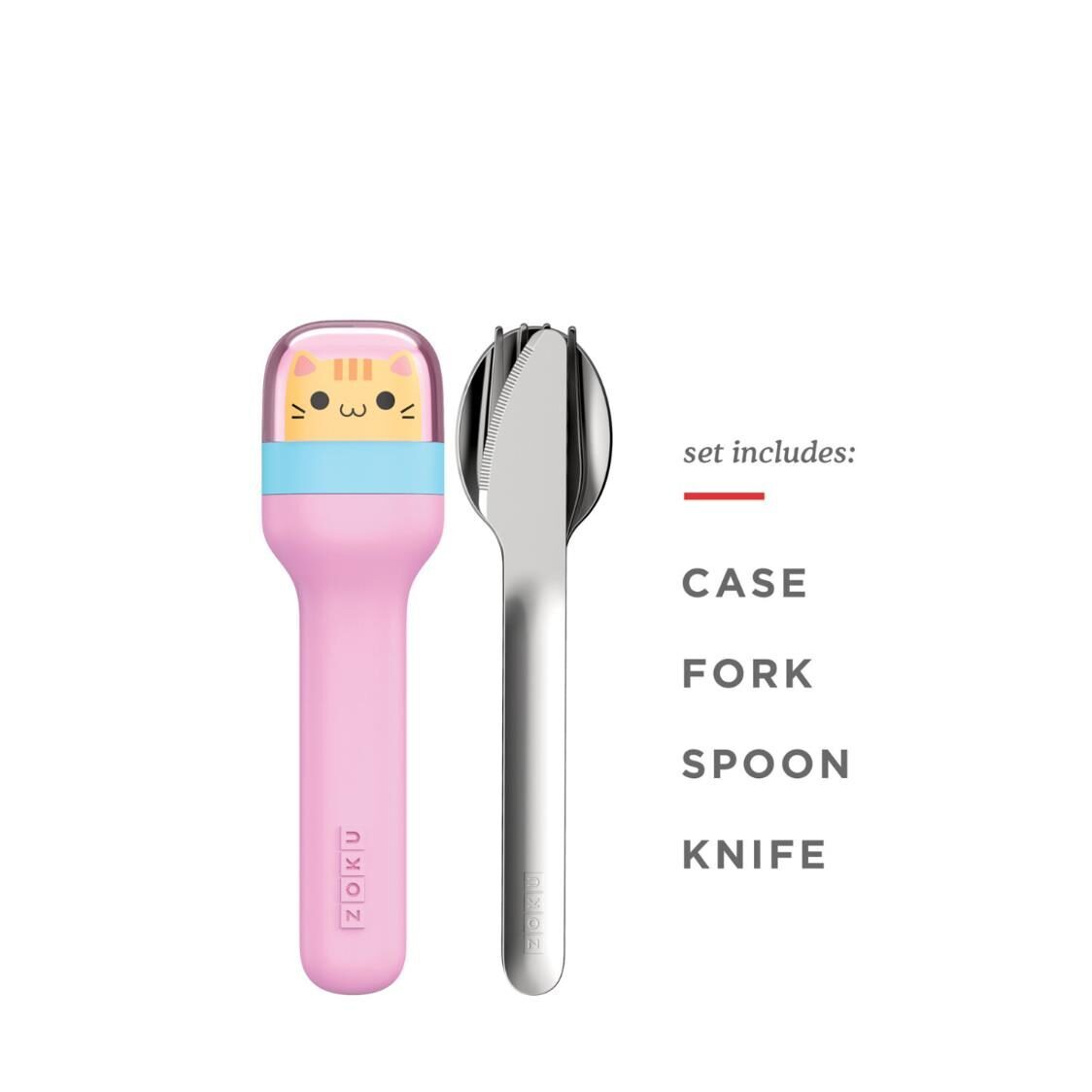 Zoku Kid Pocket Utensil Set Pink