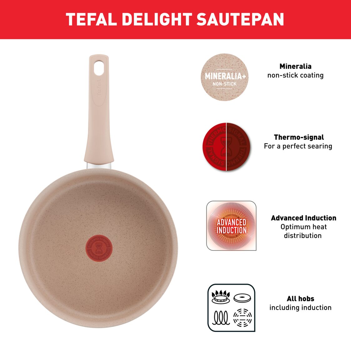 Tefal Delight Induction Saute Pan 24Cm (G29332)
