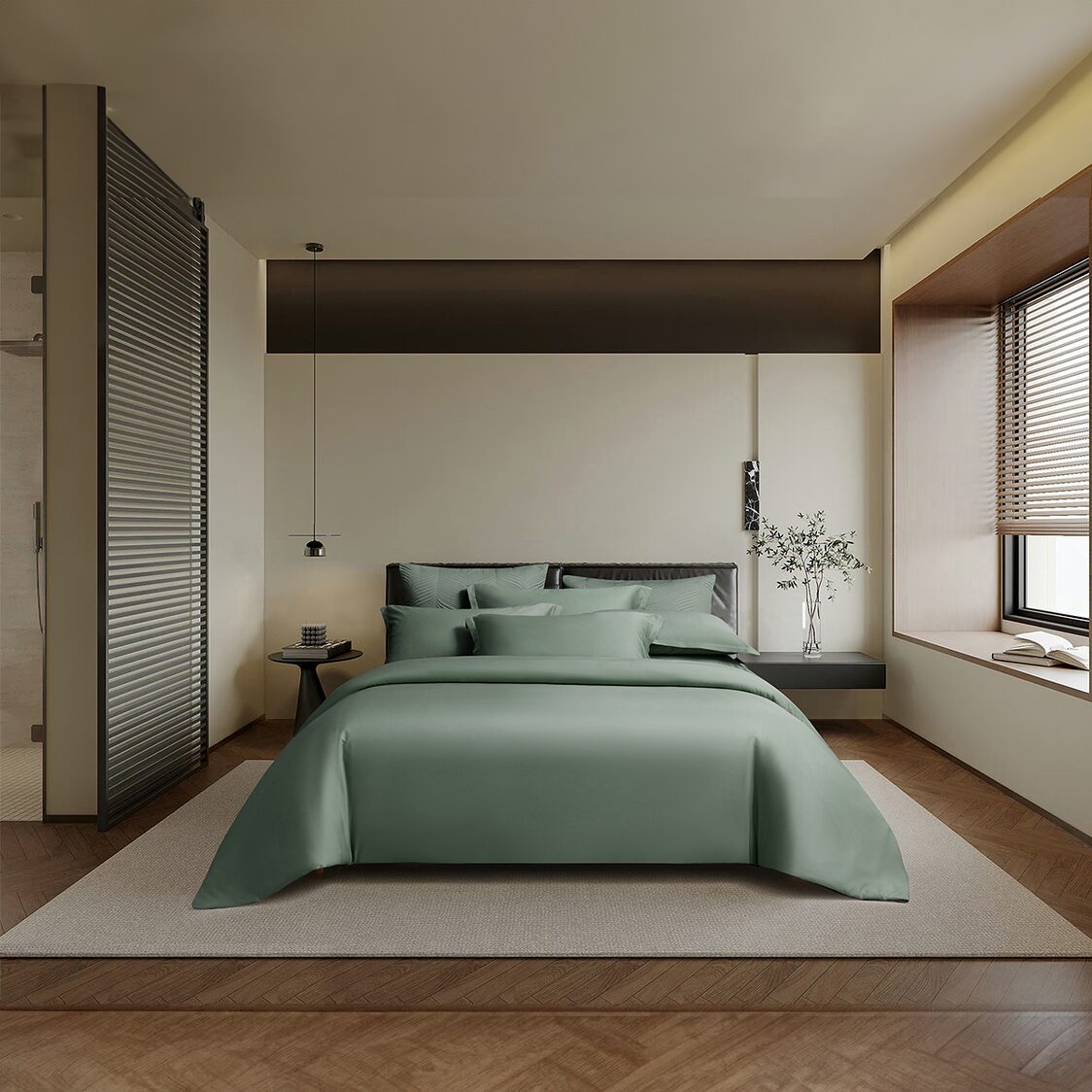 Kinu Botany Fitted Sheet / Bed Set Green