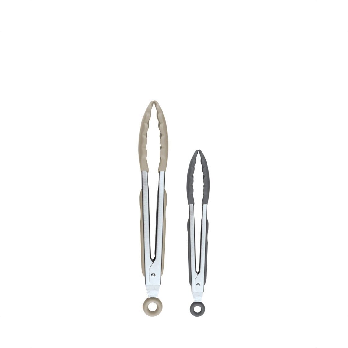 Tovolo Elements S/2 9" & 12" Silicone Tip Tongs Charcoal, Warm Gray