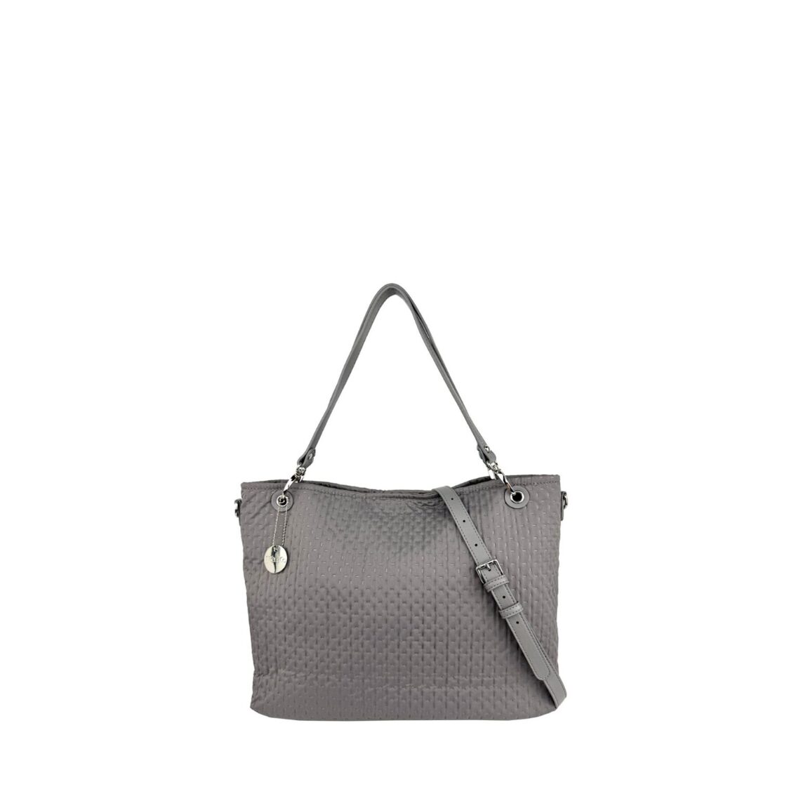 Mel&Co Embossed Nylon Double Handle Bag Grey