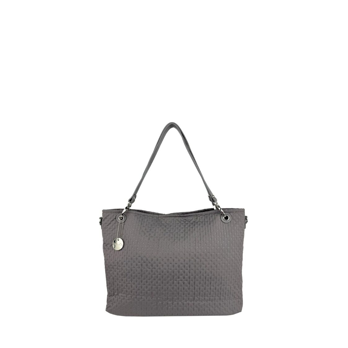 Mel&Co Embossed Nylon Double Handle Bag Grey