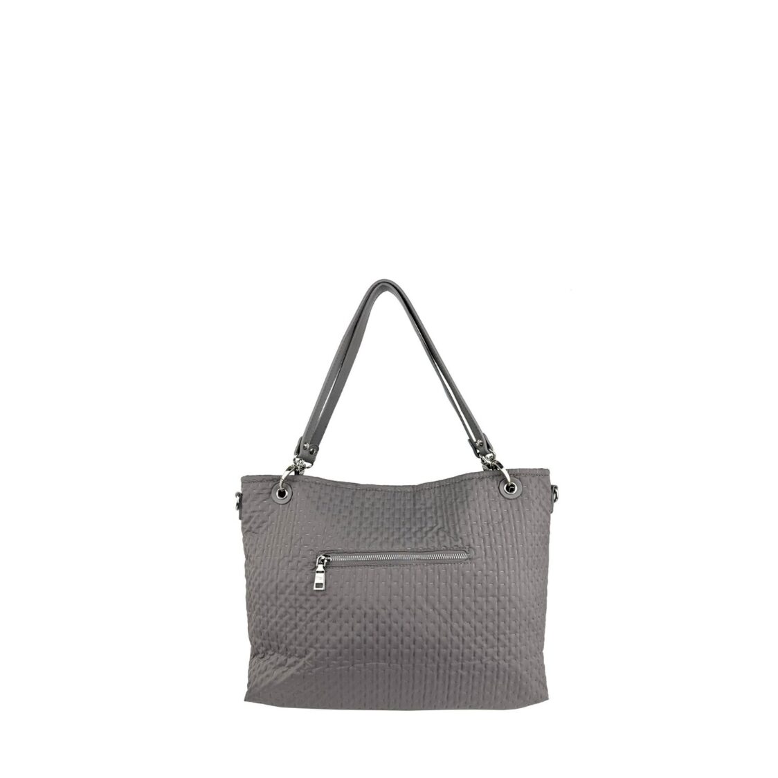 Mel&Co Embossed Nylon Double Handle Bag Grey