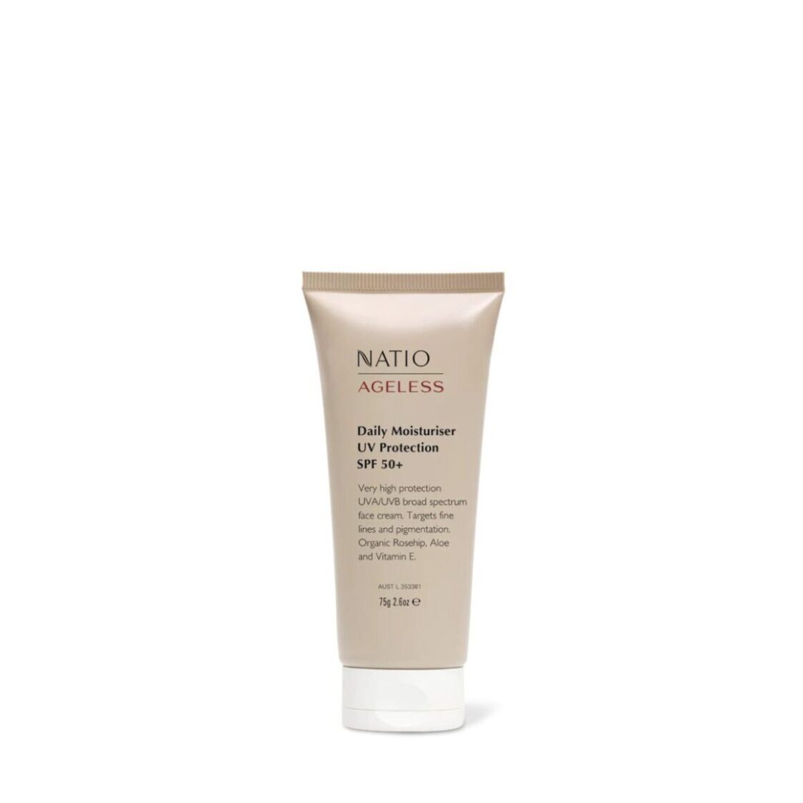 Natio Ageless Daily Moisturiser UV Protection Spf 50+ 75g