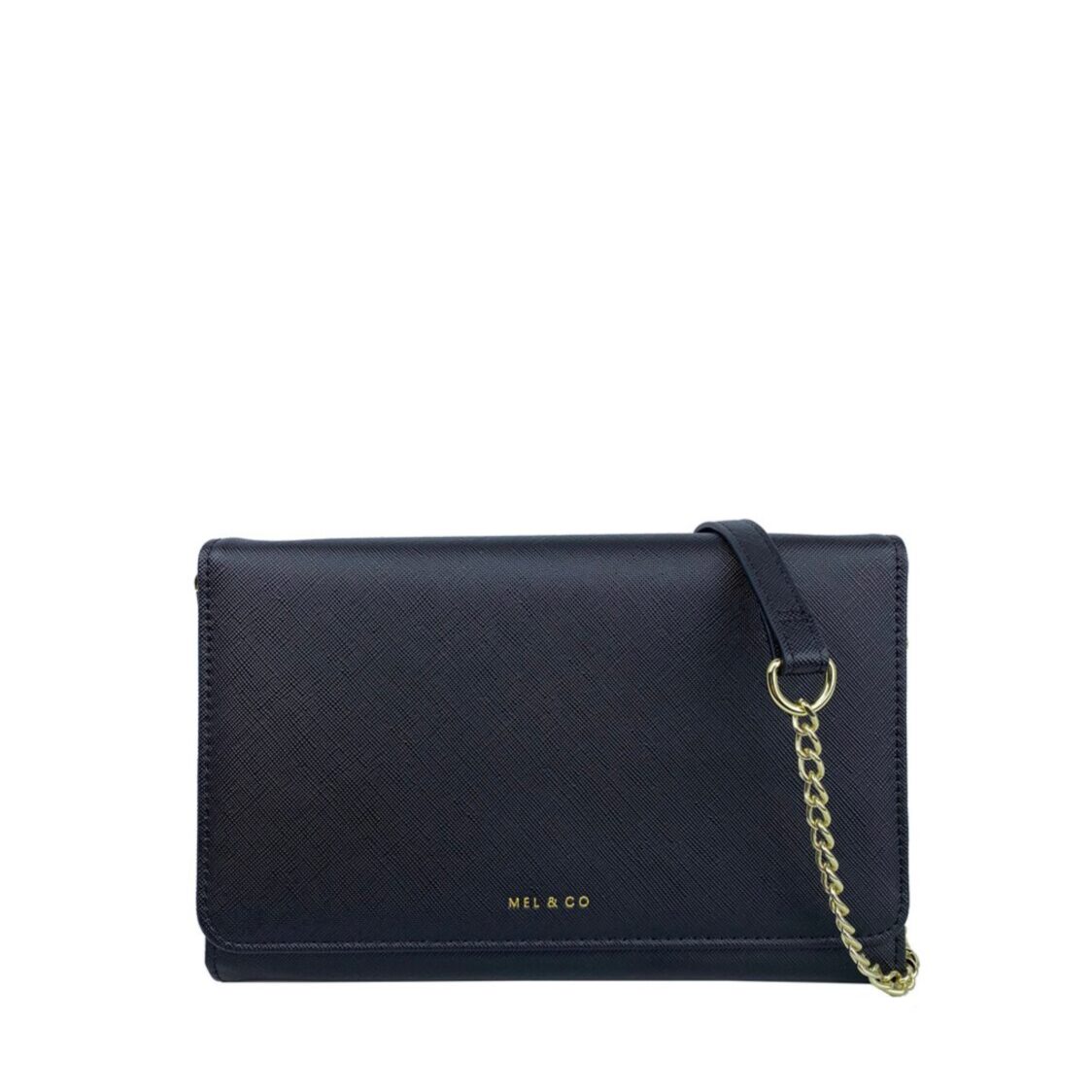 Mel&Co Saffiano-Effect Chain Wallet With Flap Compartment