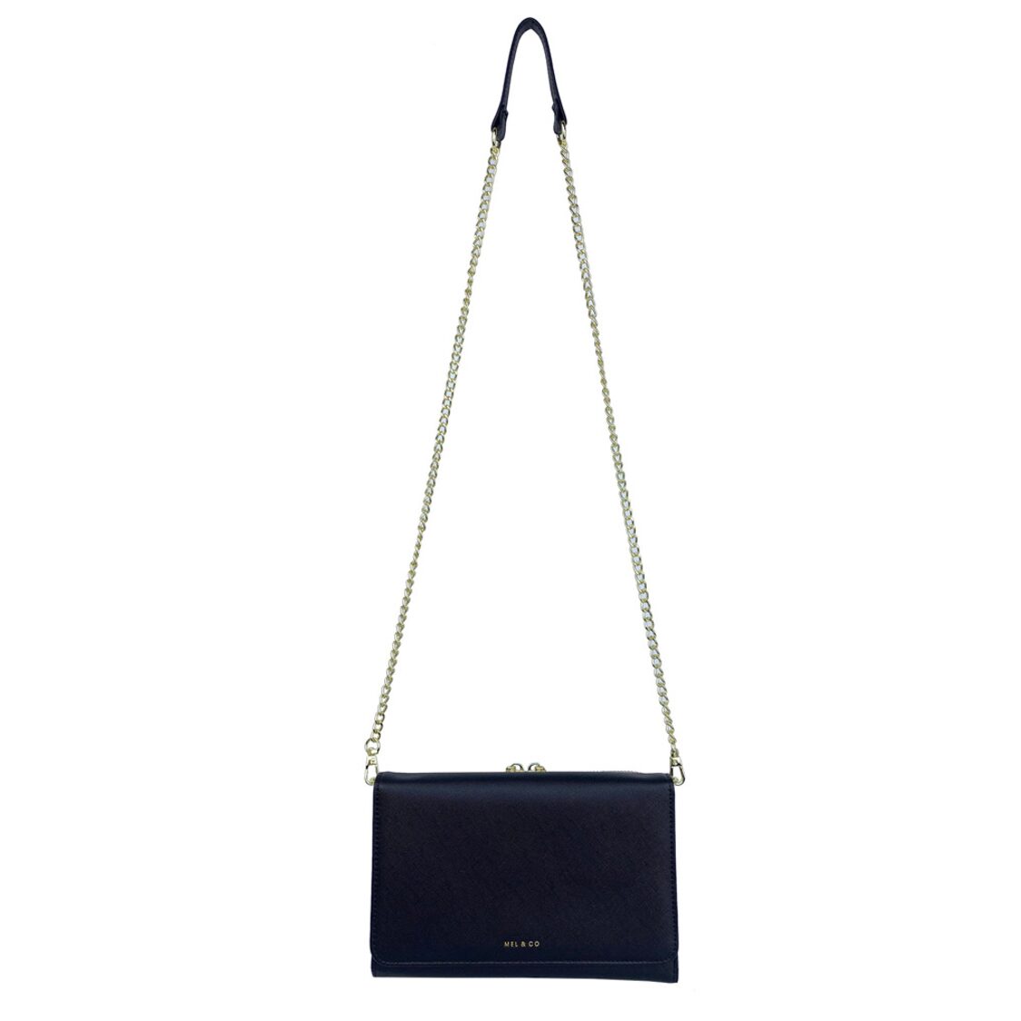 Mel&Co Saffiano-Effect Chain Wallet With Flap Compartment
