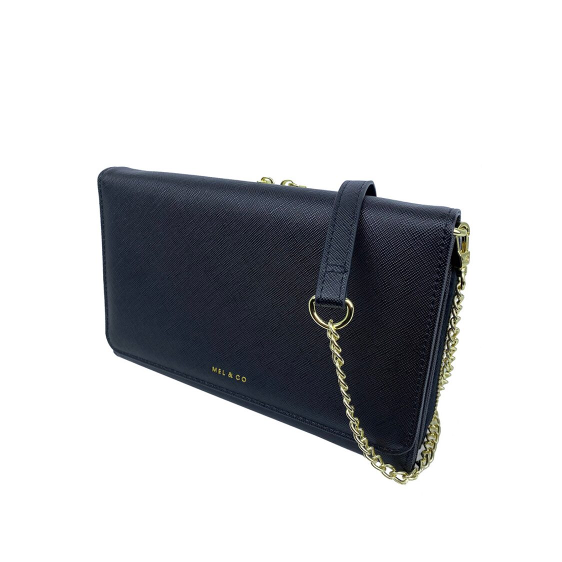 Mel&Co Saffiano-Effect Chain Wallet With Flap Compartment