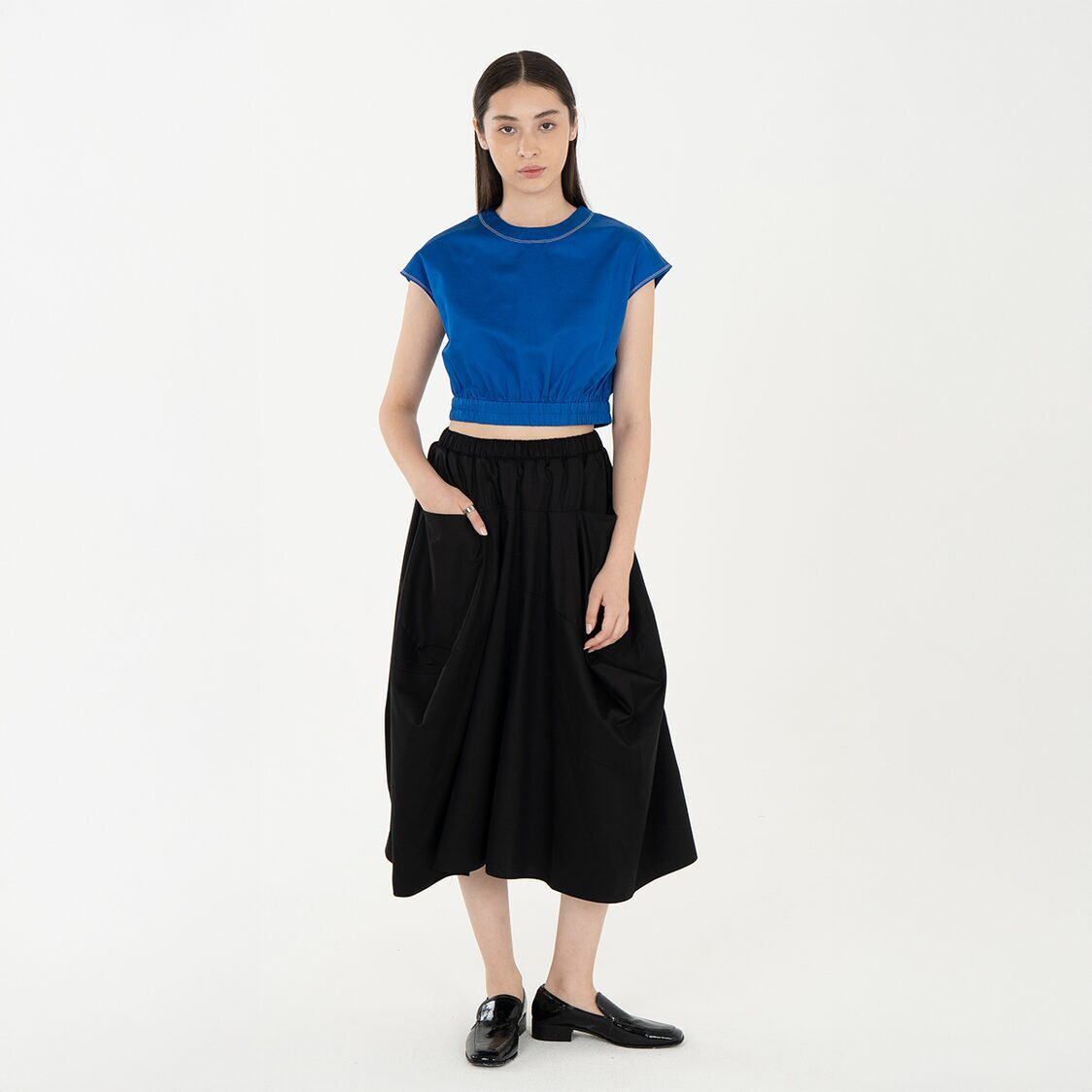 K/WOODS Stain Repellent Cropped Top In Blue