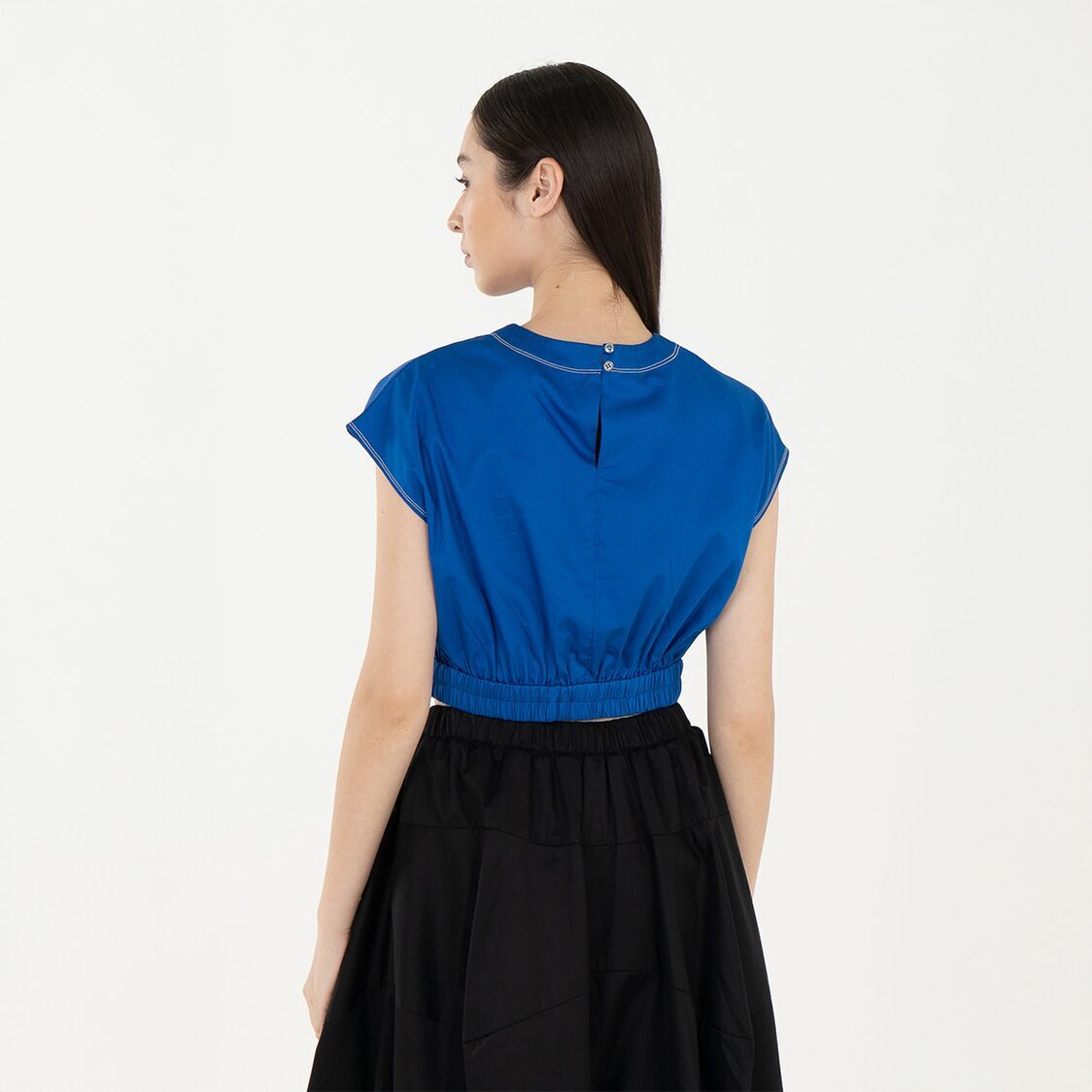 K/WOODS Stain Repellent Cropped Top In Blue