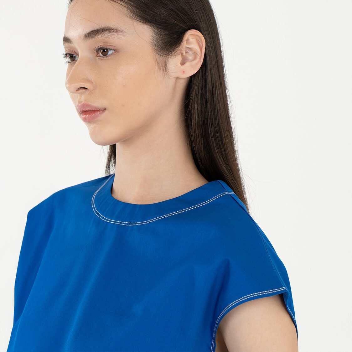 K/WOODS Stain Repellent Cropped Top In Blue