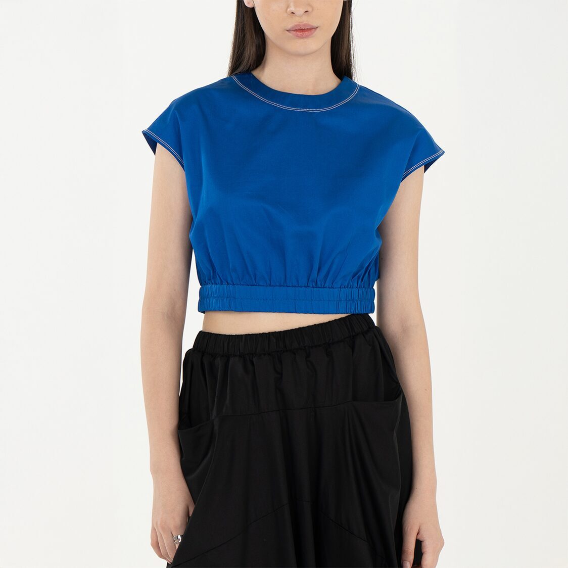 K/WOODS Stain Repellent Cropped Top In Blue