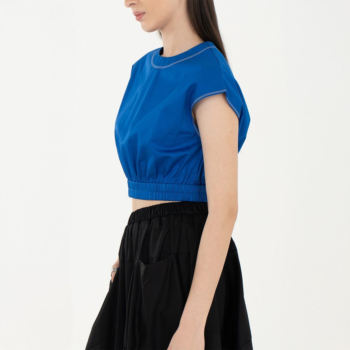 K/WOODS Stain Repellent Cropped Top In Blue