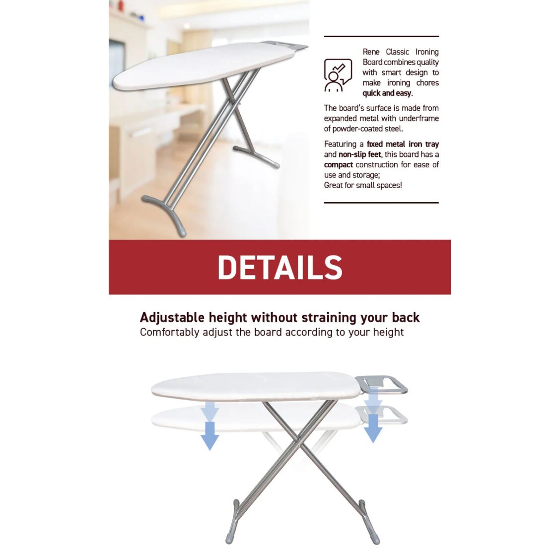 Rene Ironing Board M 110X32cm E70882