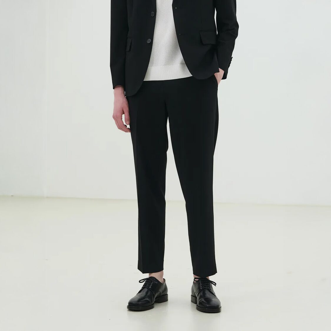 Mind Bridge [Cool]Loose Tapered Banding Slacks Black