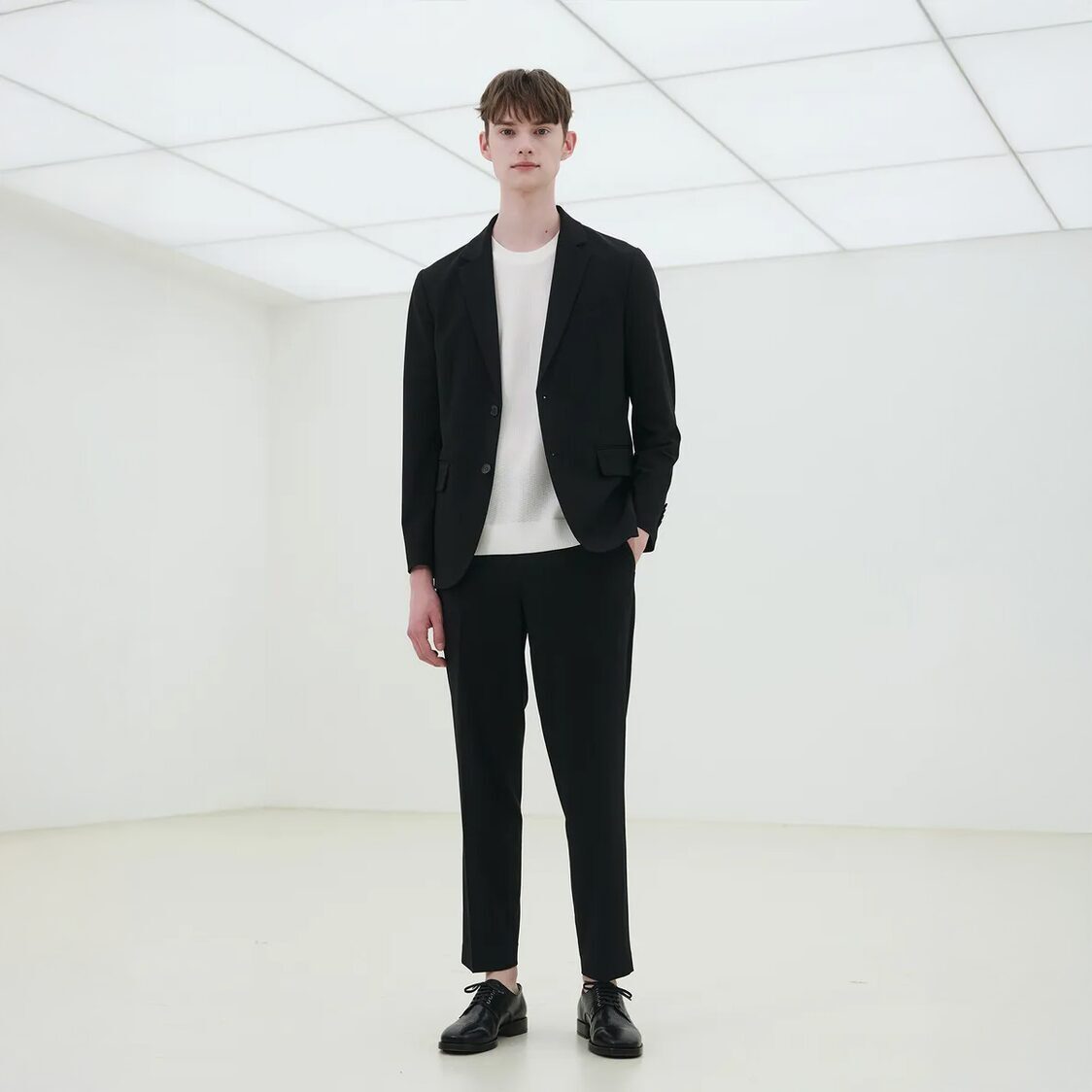 Mind Bridge [Cool]Loose Tapered Banding Slacks Black