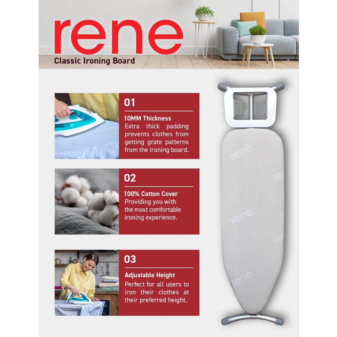 Rene Ironing Board L 120X40cm E70883